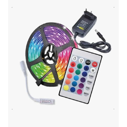 Fita LED RGB 5050 5m IP65 USB com Controle Remoto 16 Cores Iluminação Decorativa TV Quarto Gamer