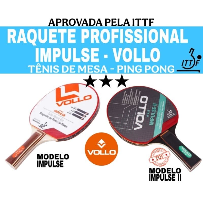 RAQUETE PROFISSIONAL TÊNIS DE MESA, PING PONG ITTF APROVED 3 ESTRELAS IMPULSE VOLLO
