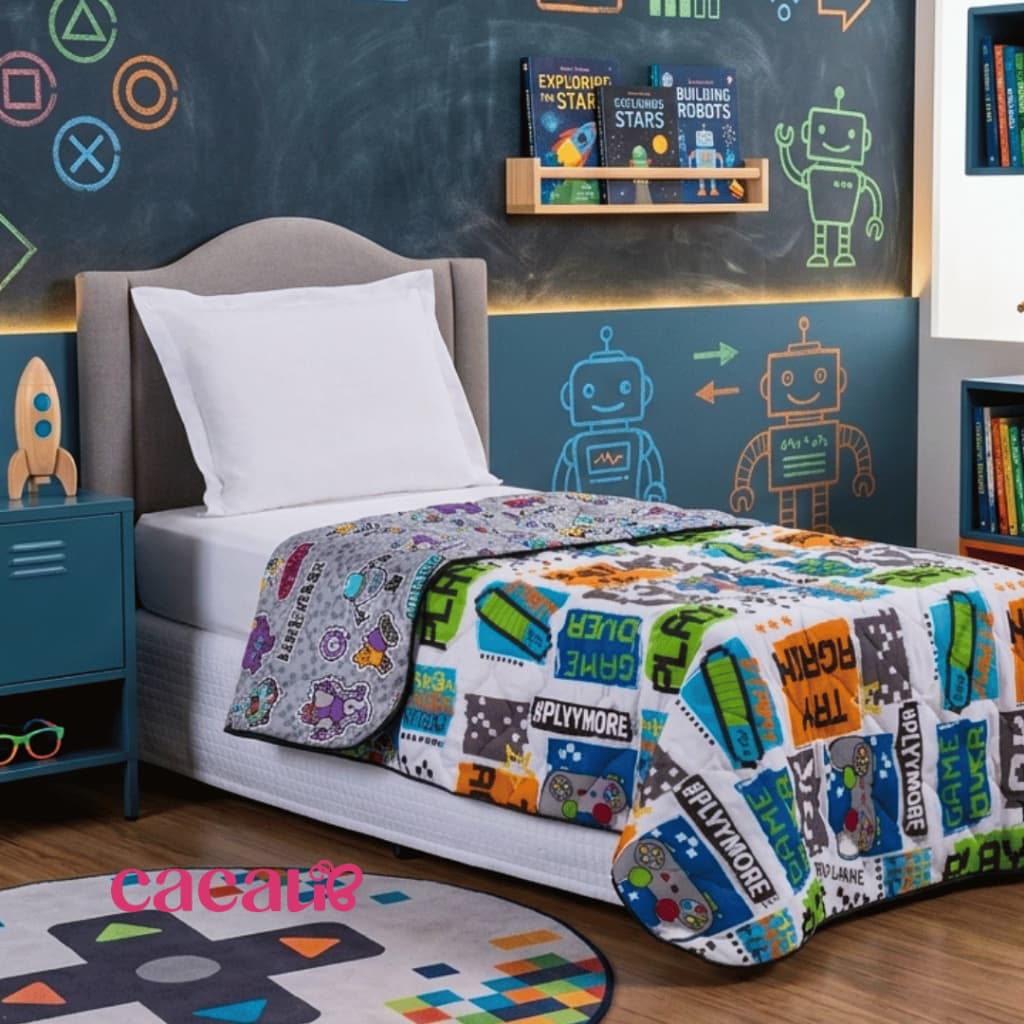 Edredom Infantil Microfibra 2 Lados – Estampas Criativas para Meninos e Meninas