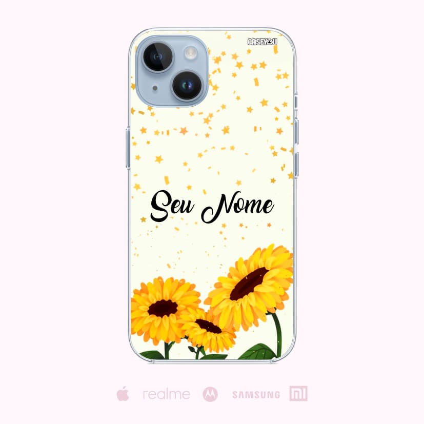 Capinha Celular Personalizada Girassol com seu Nome Alta Qualidade