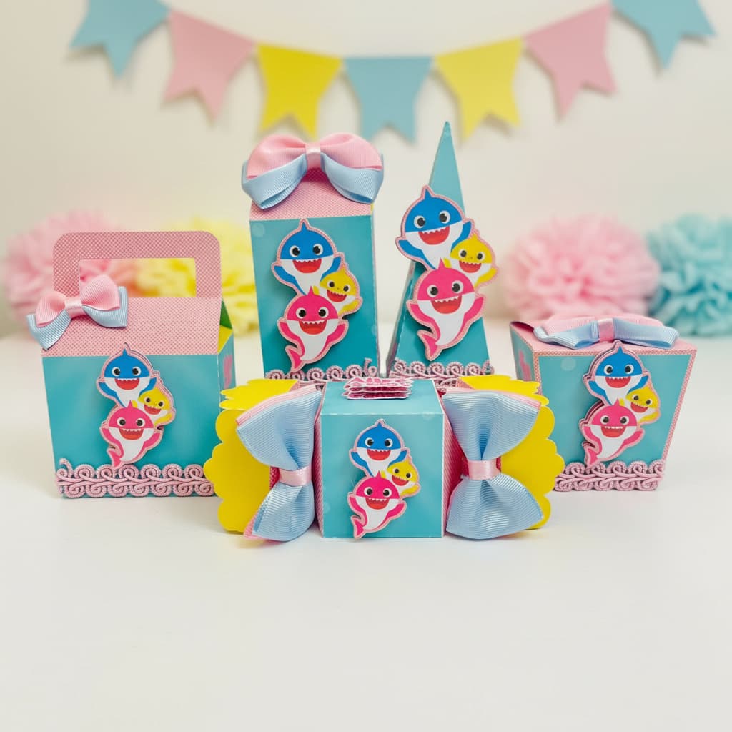 Envio rápido Baby Shark Rosa Kit festa personalizado Lembrancinha Aniversário Infantil