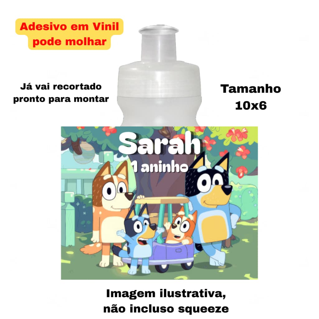 Rótulo em Vinil Adesivo para Garrafa Squeeze 300 ou 500 ml Personalizado - Fazemos Todos os Temas