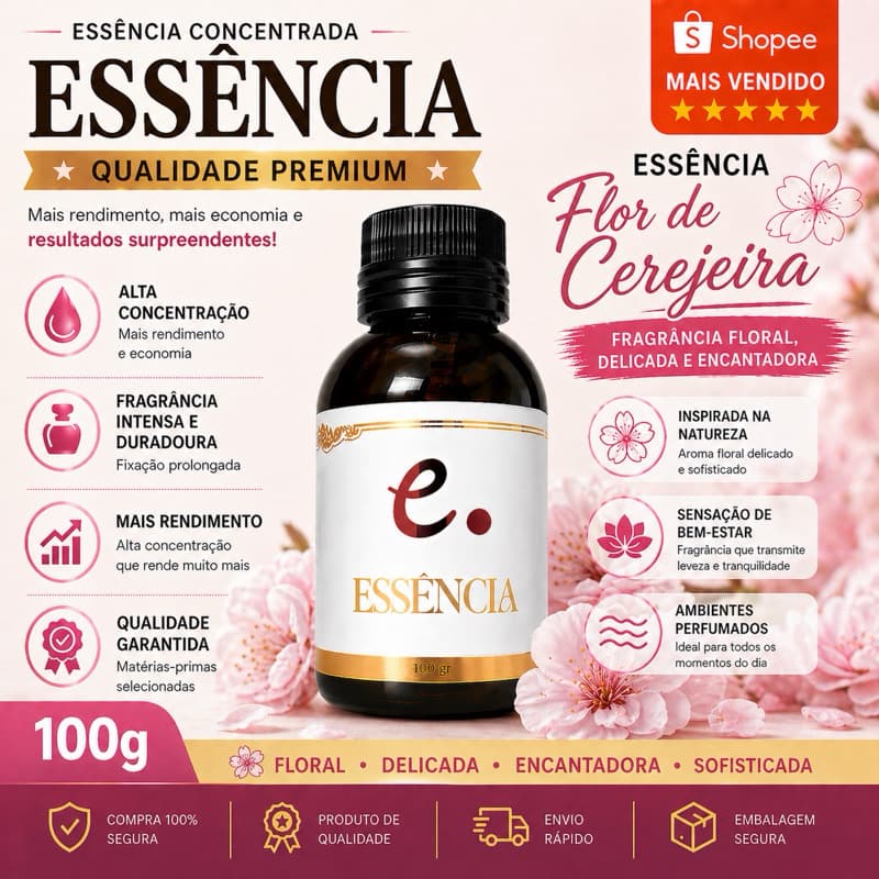 Essência hidrossolúvel Concentrada - FLOR DE CEREJEIRA 100 G
