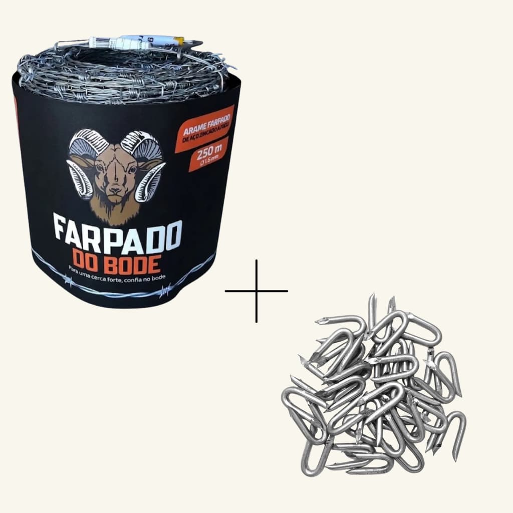 Kit Arame De Cerca Farpado Bolo 250 Metros+grampo De Fixar C