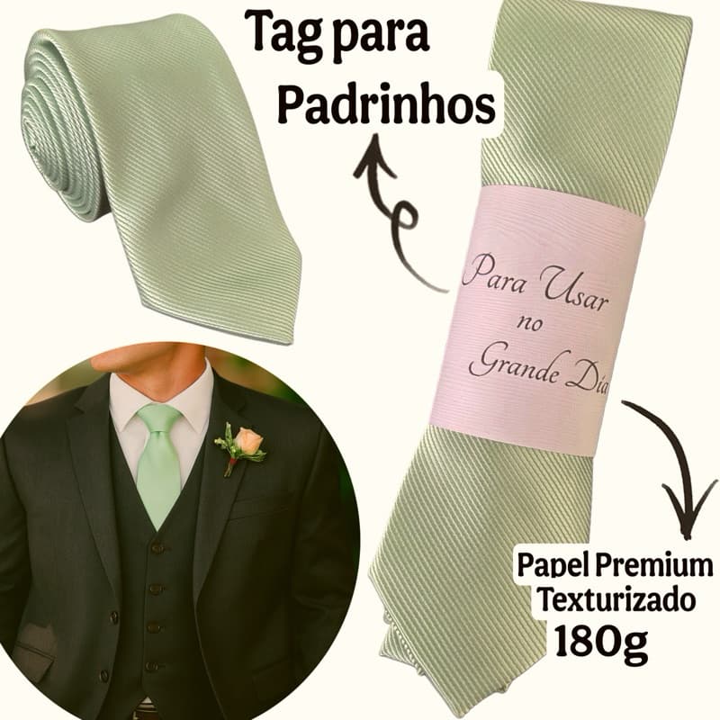 Kit 4 a 20 Gravatas Verde Sage para Padrinhos Casamento Slim