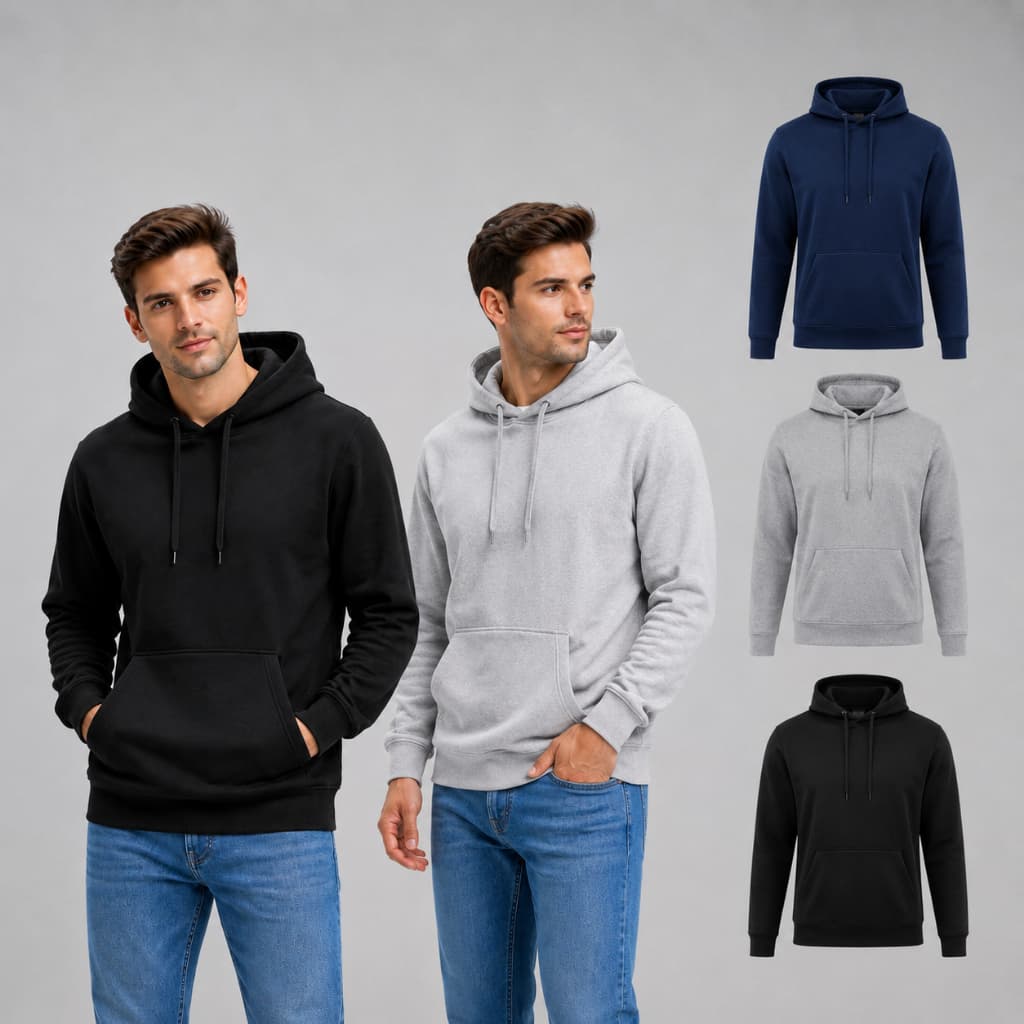 Kit 2 Moletom Masculino Lisa Capuz Frio Flanelado Bolso Blusa