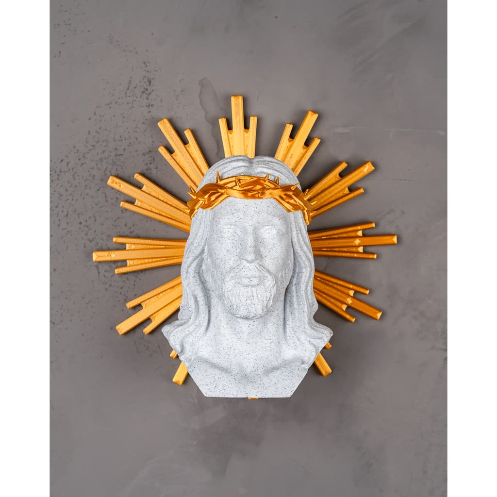 Santo Cristo, Jesus cristo, lembracinha, decoração igreja Peça Decorativa em Impressão 3D Branco e Dourado – Acabamento