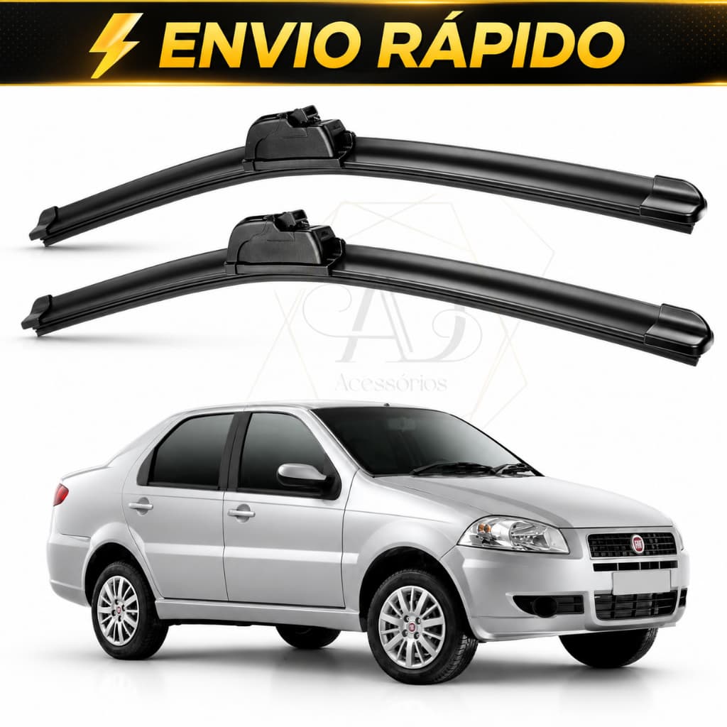 Par Palheta Limpador Parabrisa Fiat Siena 2001 a 2018 Encaixe Gancho Silicone Original