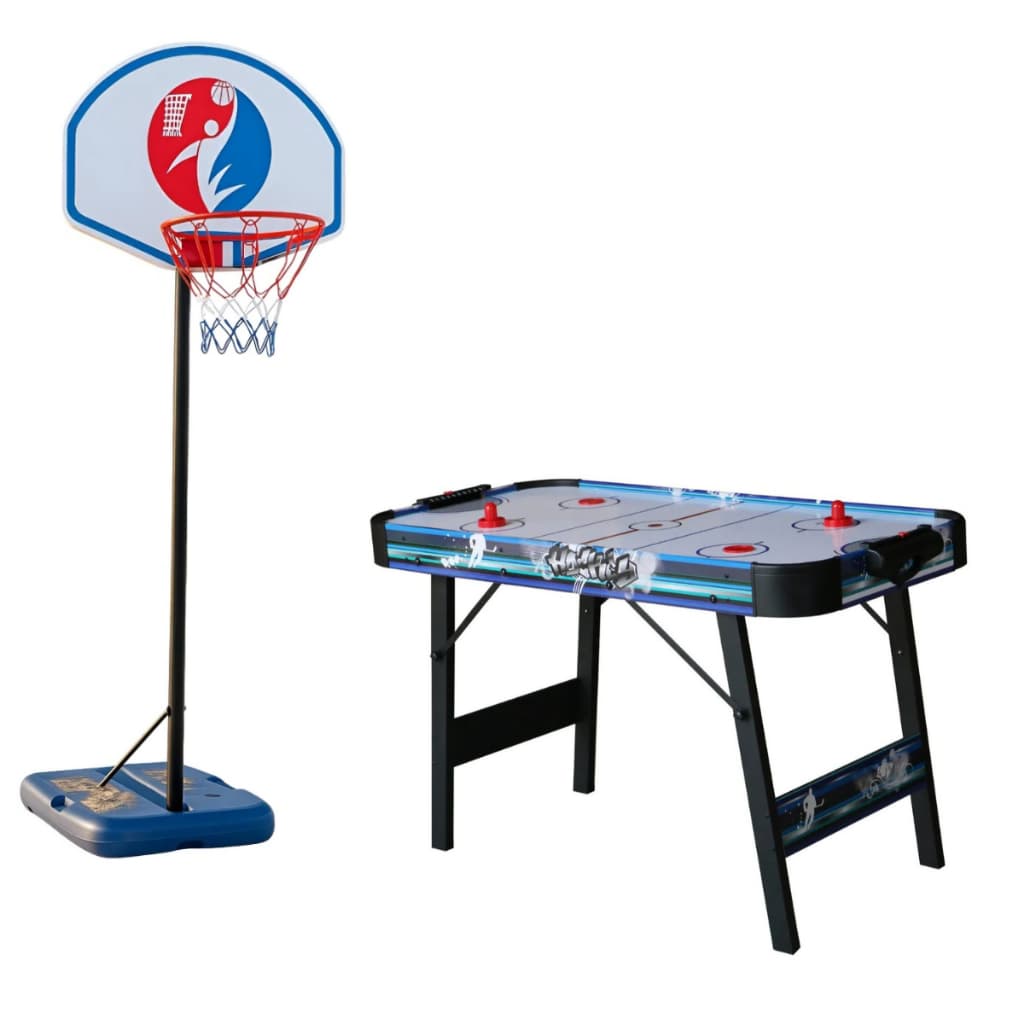 Kit Diversão Infantil Mesa de Air Hockey + Tabela Cesta Móvel de Basquete Até 2,05m