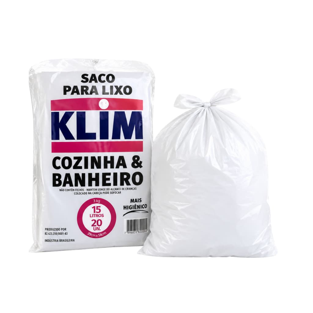 Saco de Lixo Branco Reforçado 15L 100 Unidades Escritório Clínica Resistente