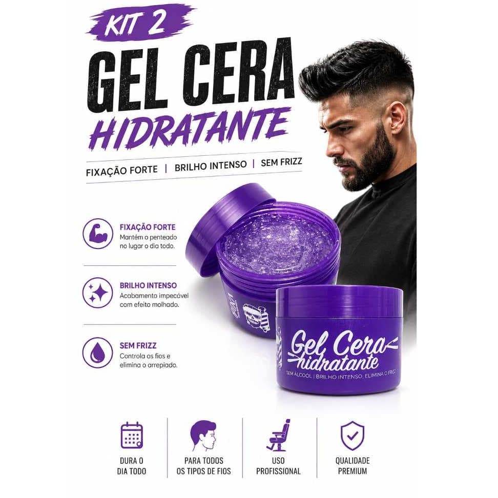 2 Gel Cera Hidratante Fixa Profissional 300gr