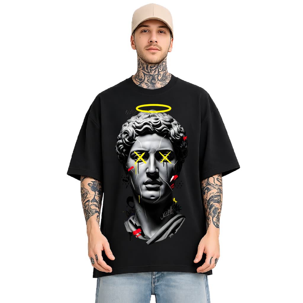 Camiseta Oversized 630 Unissex - Arte Grega com  Escultura Dark e Moda Urbana