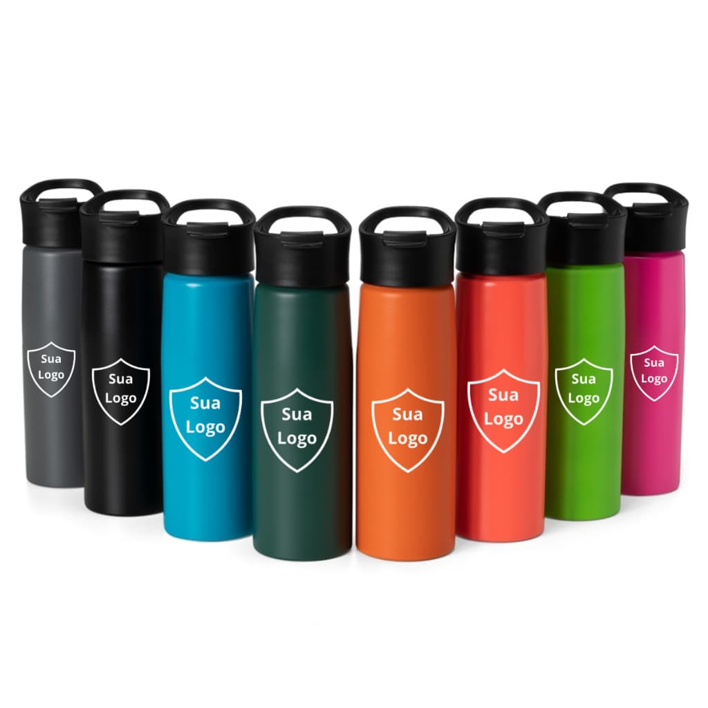 Kit 100 Garrafas Alumínio 750ML Personalizadas com Bico – Envio Rápido