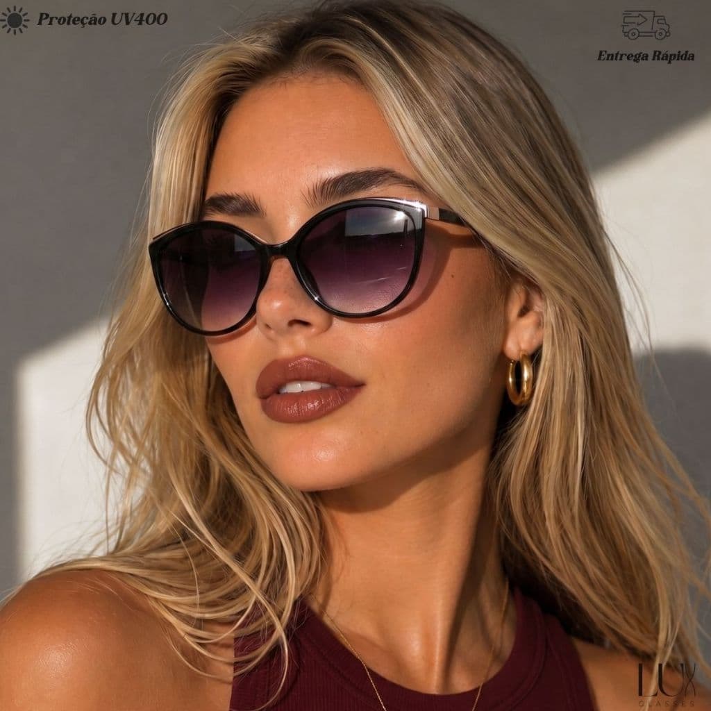 Óculos De Sol Vintage Gatinho Fashion Proteção Uv 400 Lux Outono