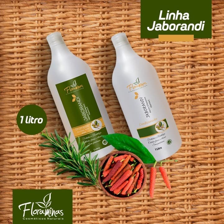 Kit Shampoo e Condicionador Jaborandi Alecrim D Pantenol e Vitaminas E 1 litro Floraminas