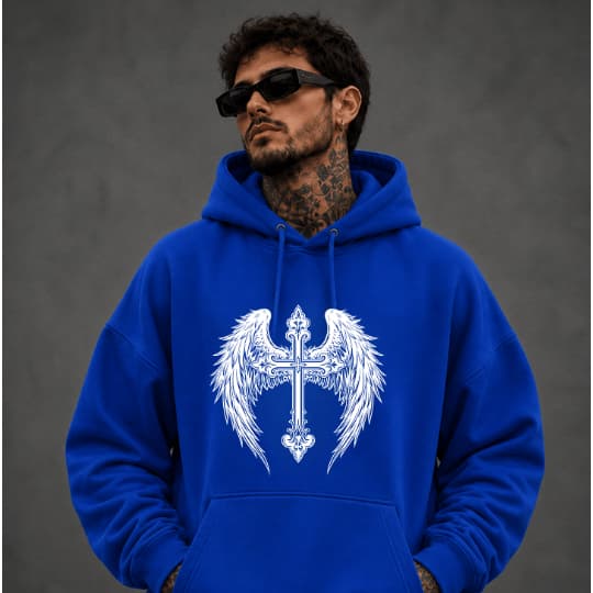 Moletom Canguru Para Adultos Bolsos E Capuz Várias Cores Estampa Streetwear Asas