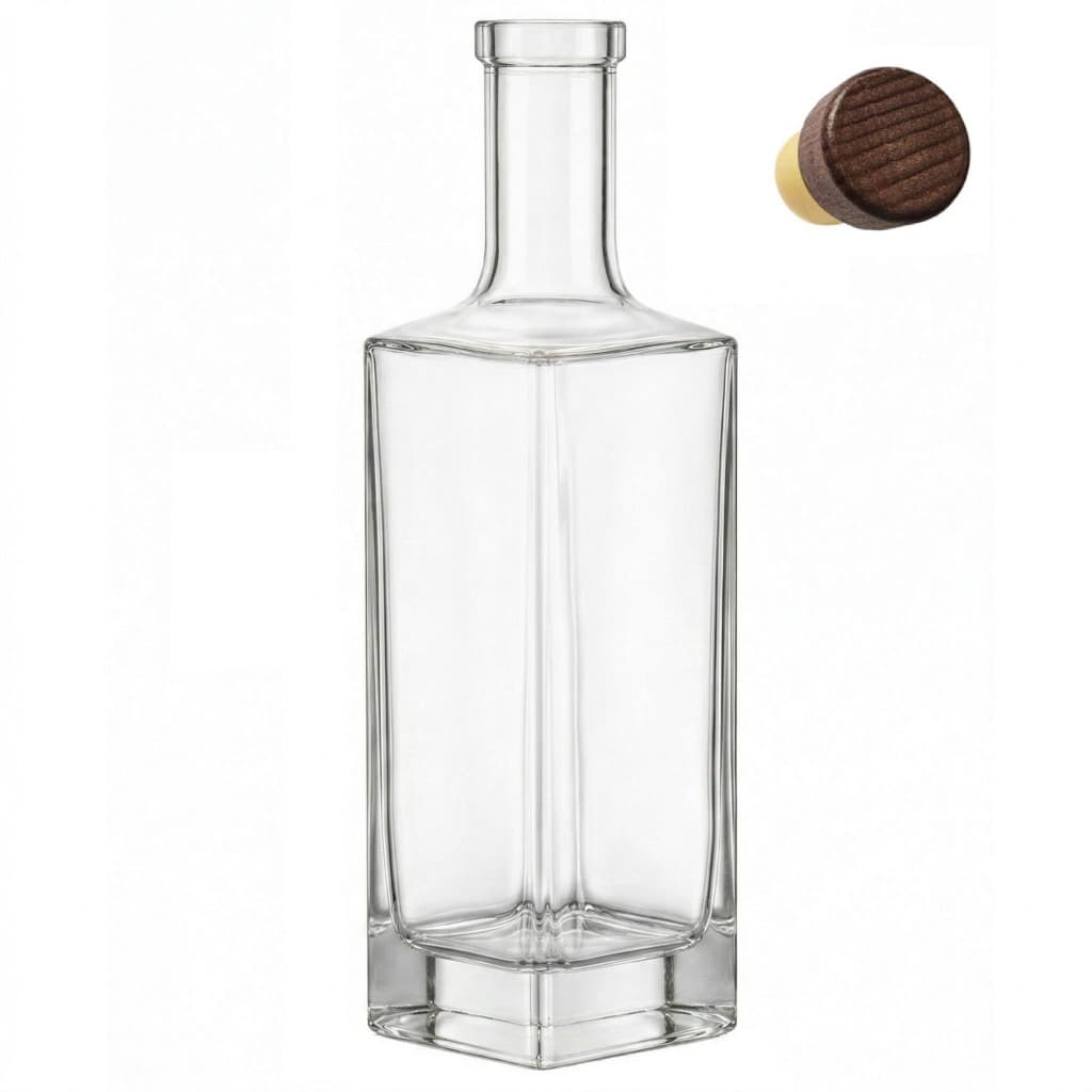 Garrafa de Vidro Quadra 750 ml Decorativa Alta para Eventos Azeite e Bebidas em Geral - Cx c/ 1 un