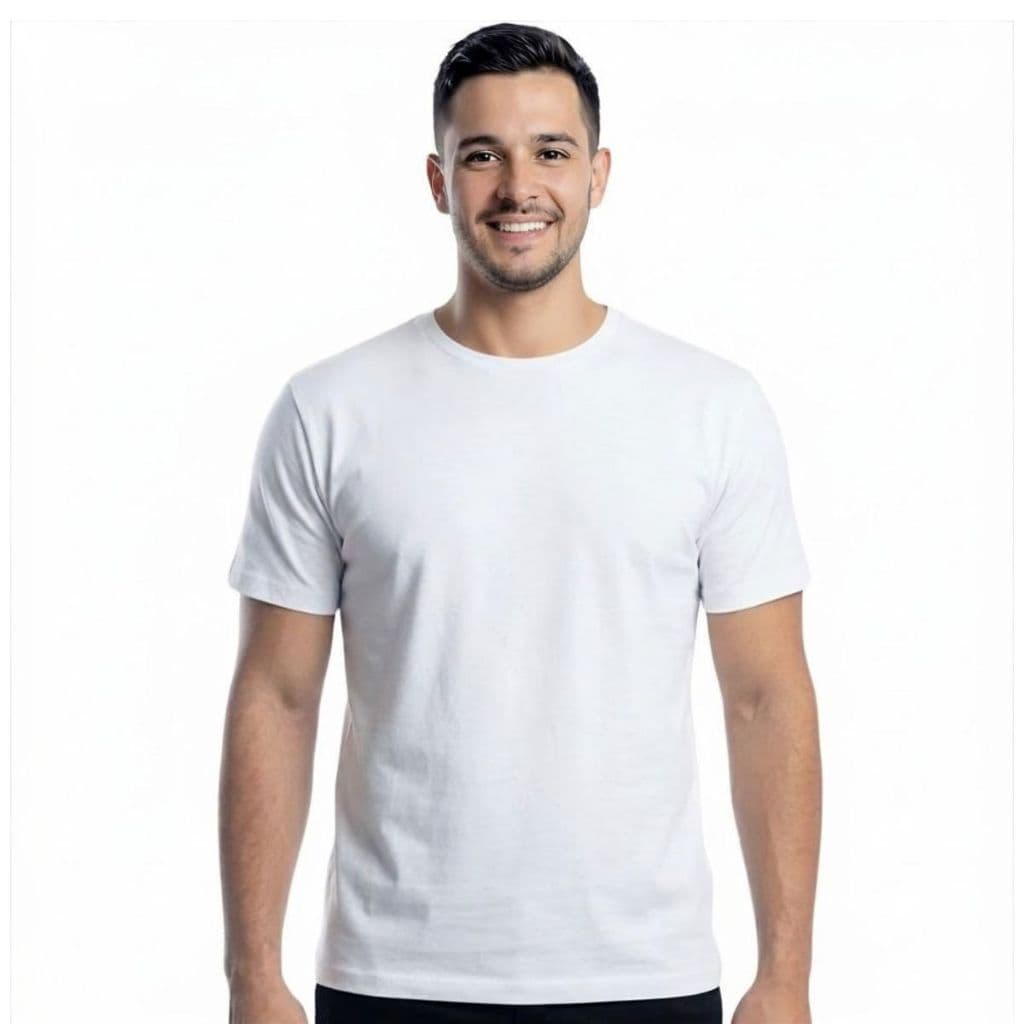 Camiseta Masculina Básica Algodão Branca Premium Pronta Entrega Proteção UV