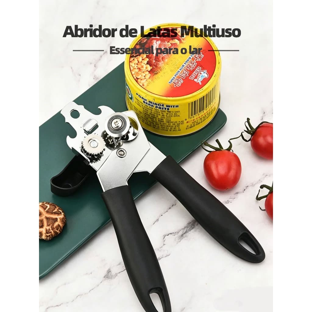 Abridor de Latas Multiuso Inox 3em1 - Fácil, Seguro e Resistente para Cozinha