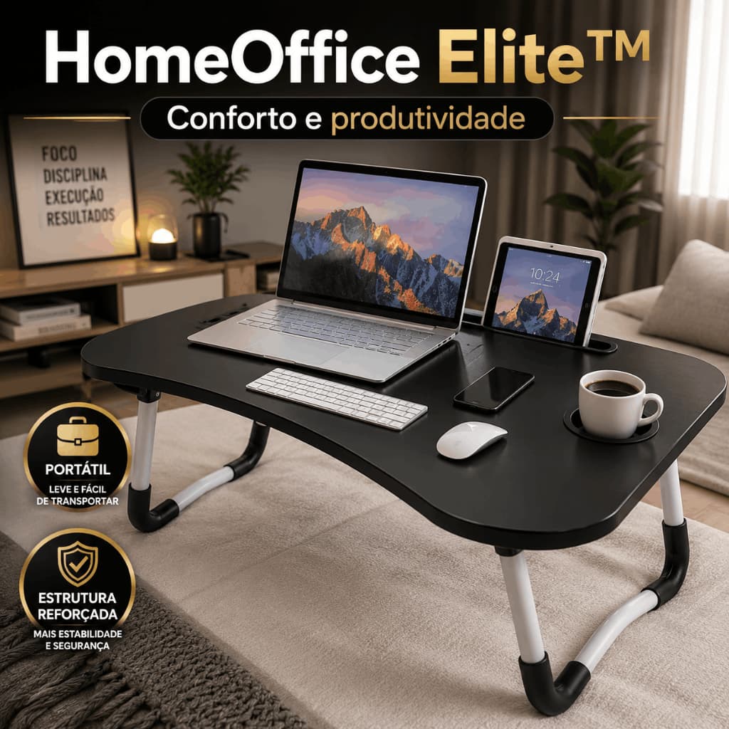 Mesa Portátil Notebook HomeOffice Elite Dobrável Suporte Cama Sofá Home Office