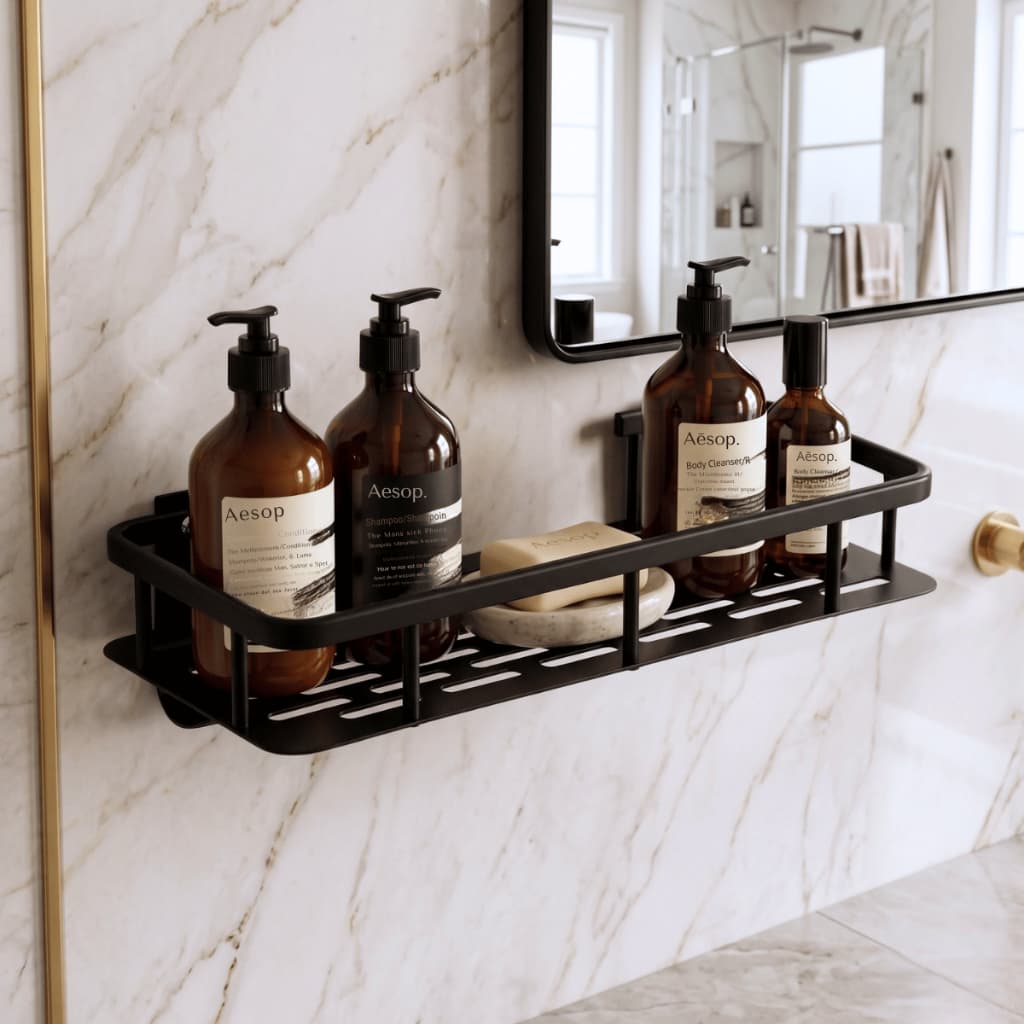 Suporte de Metal Para Box de Banheiro Cozinha Quarto Suporte Shampoo com Fita Dupla Face Sem furos