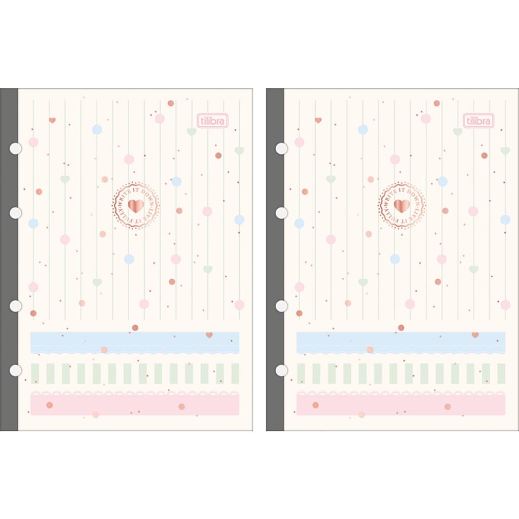 Kit C/ 2 Bloco Refil Tiliflex Colegial Pautado Soho, 17x24, P/ Caderno Argolado Cartonado, Tilibra