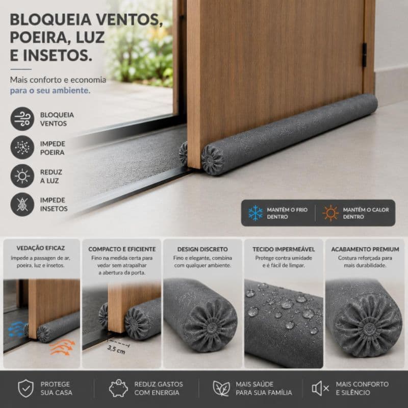 Veda Porta Oxford Liso ou Desenho em Relevo - Anti Poeira e Insetos - Protetor de Porta Impermeável Preto De 70/80/90 cm