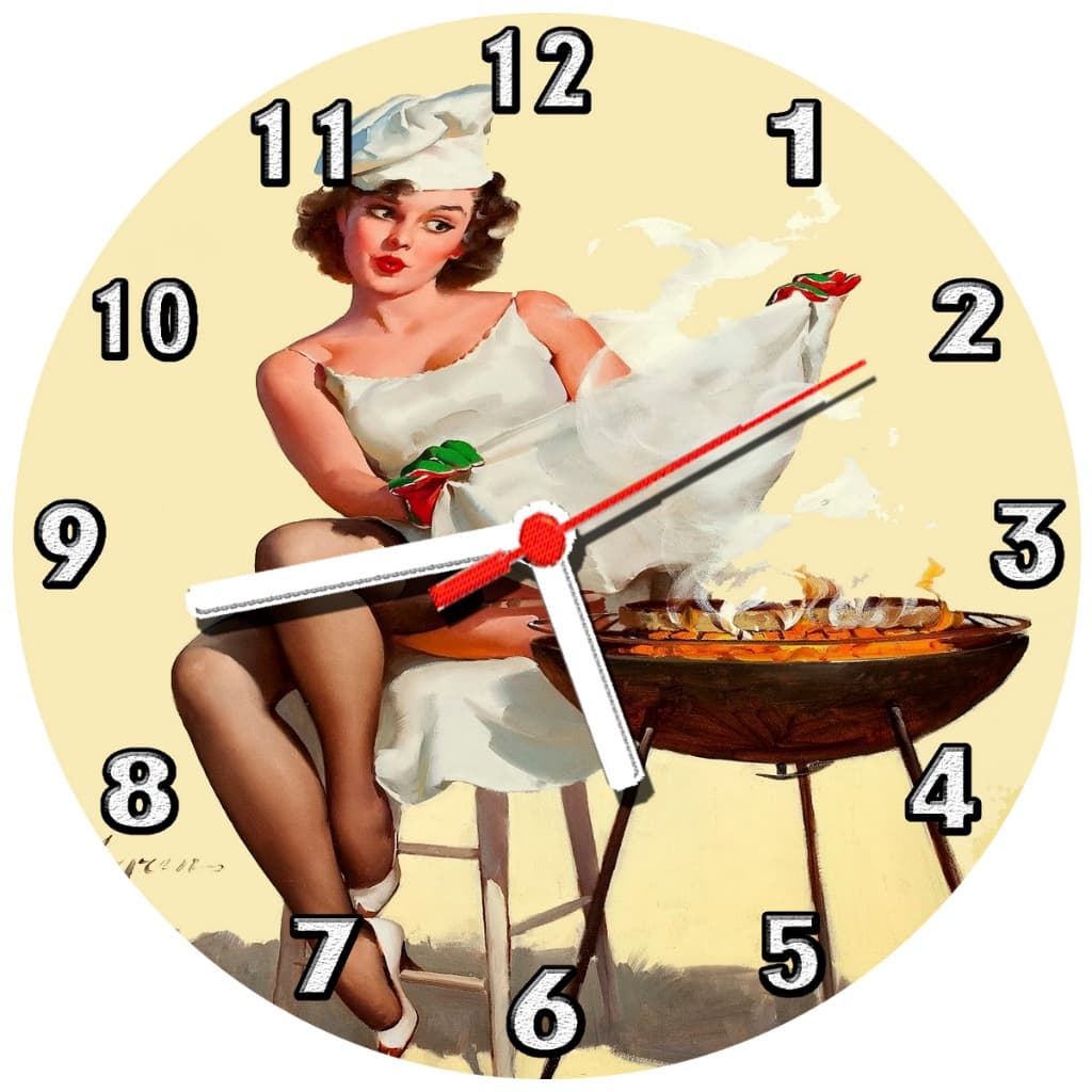 Relógio Parede decoração Bar Churrasco Cerveja Vintage antigo Pin Up - 30 Cm
