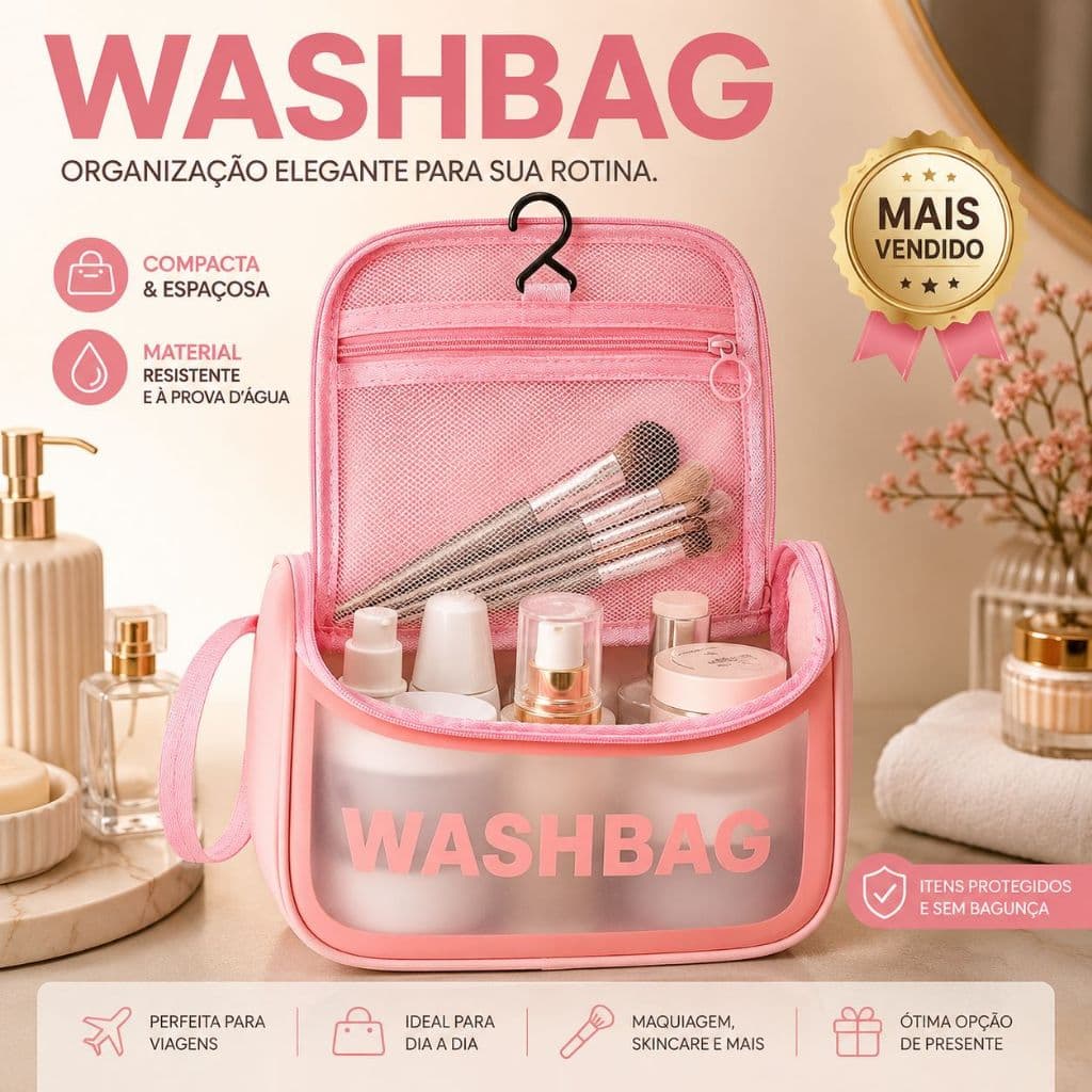 Necessaire Organizadora com Alça | WashBag Multifuncional para Viagem, Maquiagem e Higiene Pessoal
