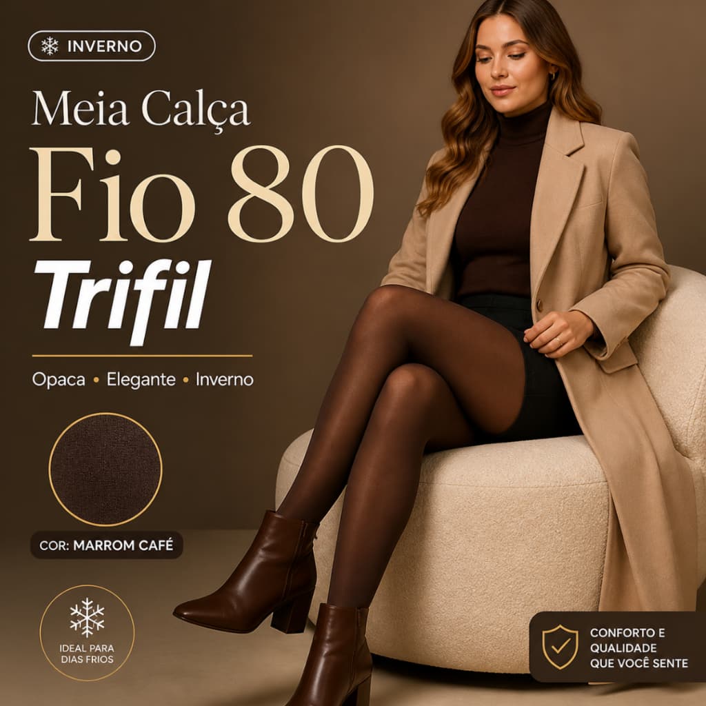 Meia Calça Fio 80 Trifil 6352 Inverno Poliamida Opaca Meia Calca