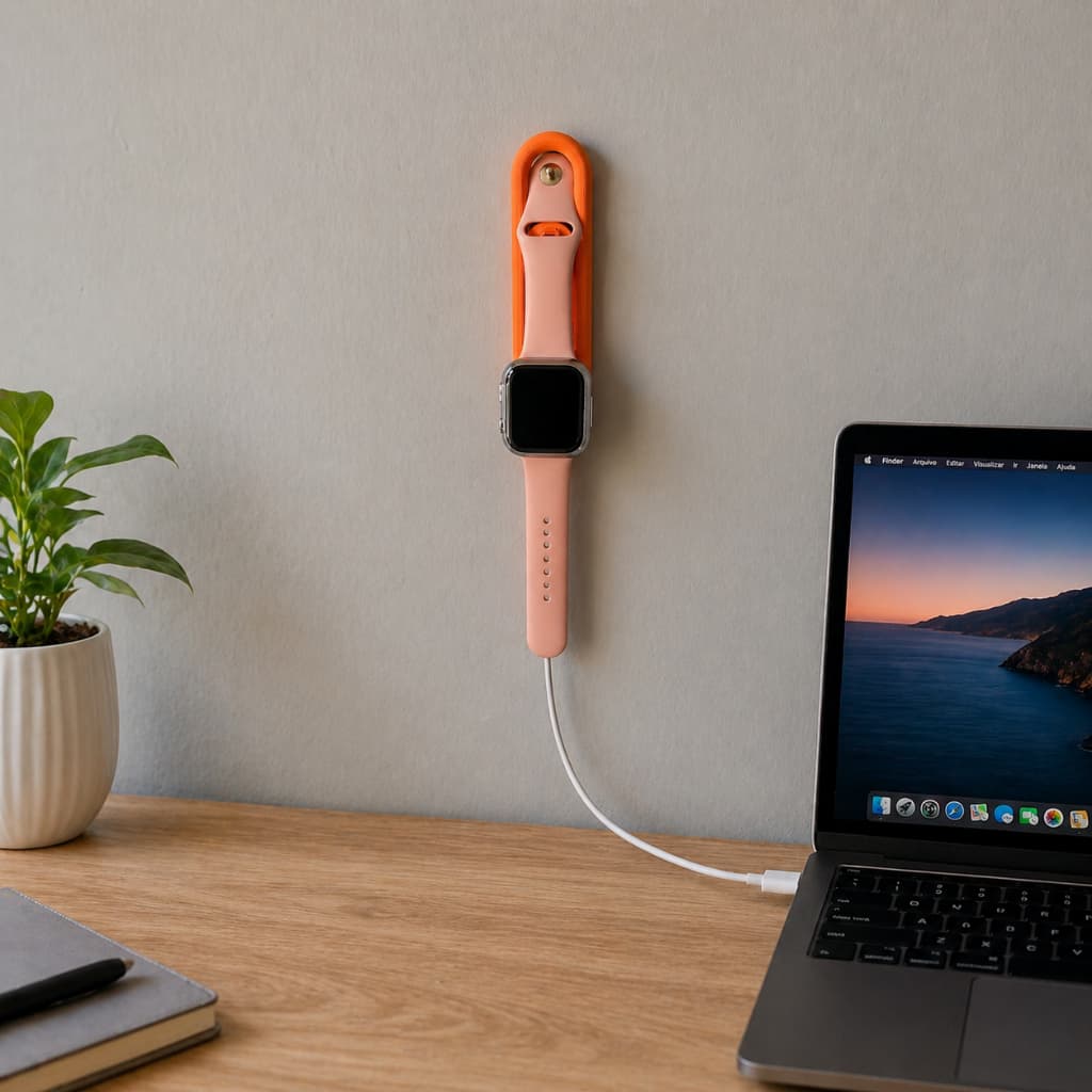 Suporte de Parede Compatível para Apple Watch Organizador de Cabo Instalação Fácil  e Design Moderno