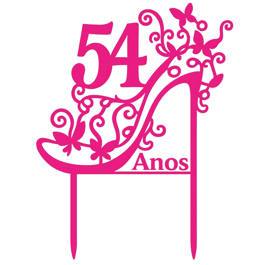 Topo de bolo 54 ANOS Personalizado Festa de Aniversário