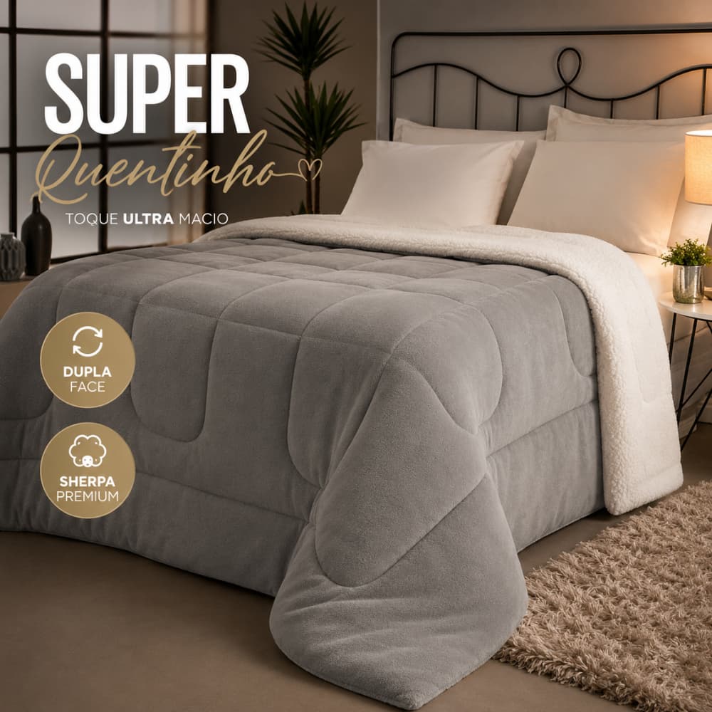 Cobertor Coberdrom Casal Padrao Sherpa Soft Dupla Face Quentinho Macio Inverno Premium