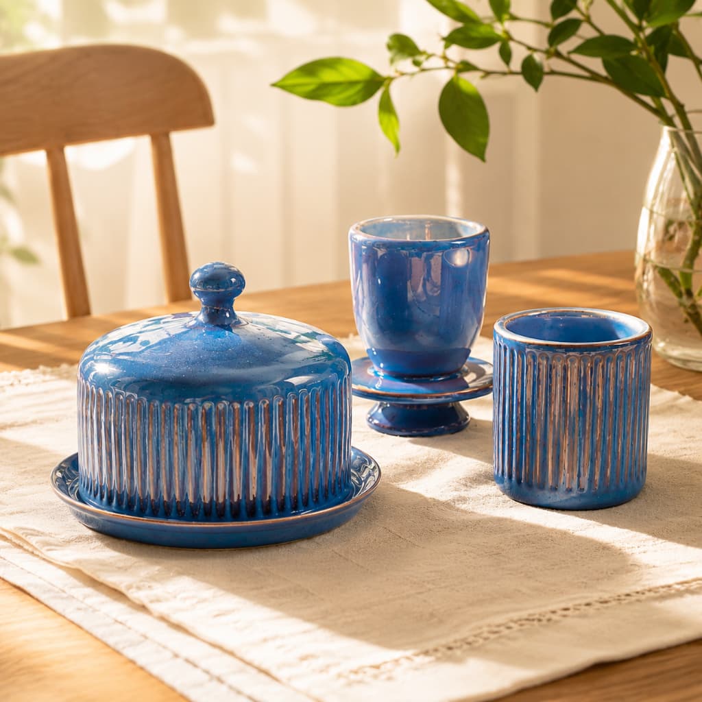 Kit Queijeira e Manteigueira Francesa Café da Manhã Cerâmica Cozinha Decoração