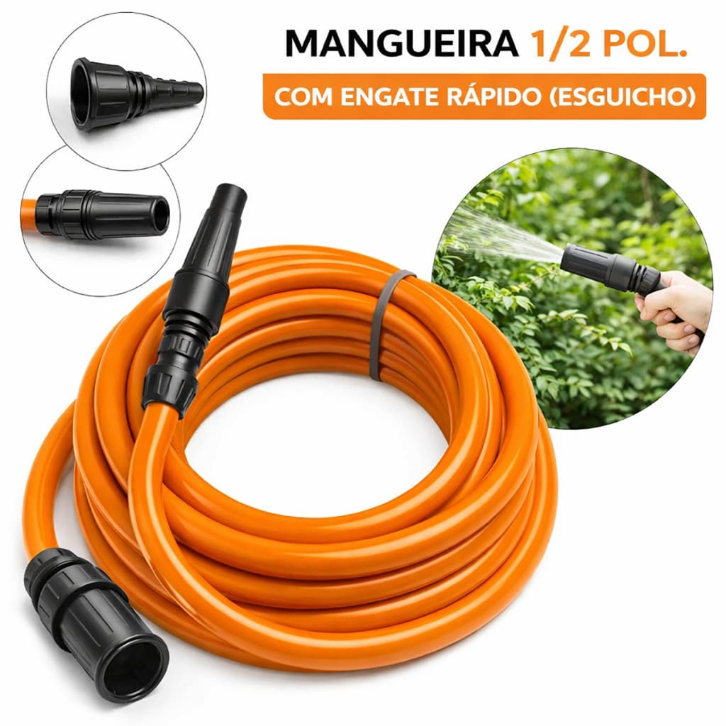 Mangueira Siliconada 1/2 Flexível Anti Dobras Reforçada Com Bico Esguicho 10m a 50m