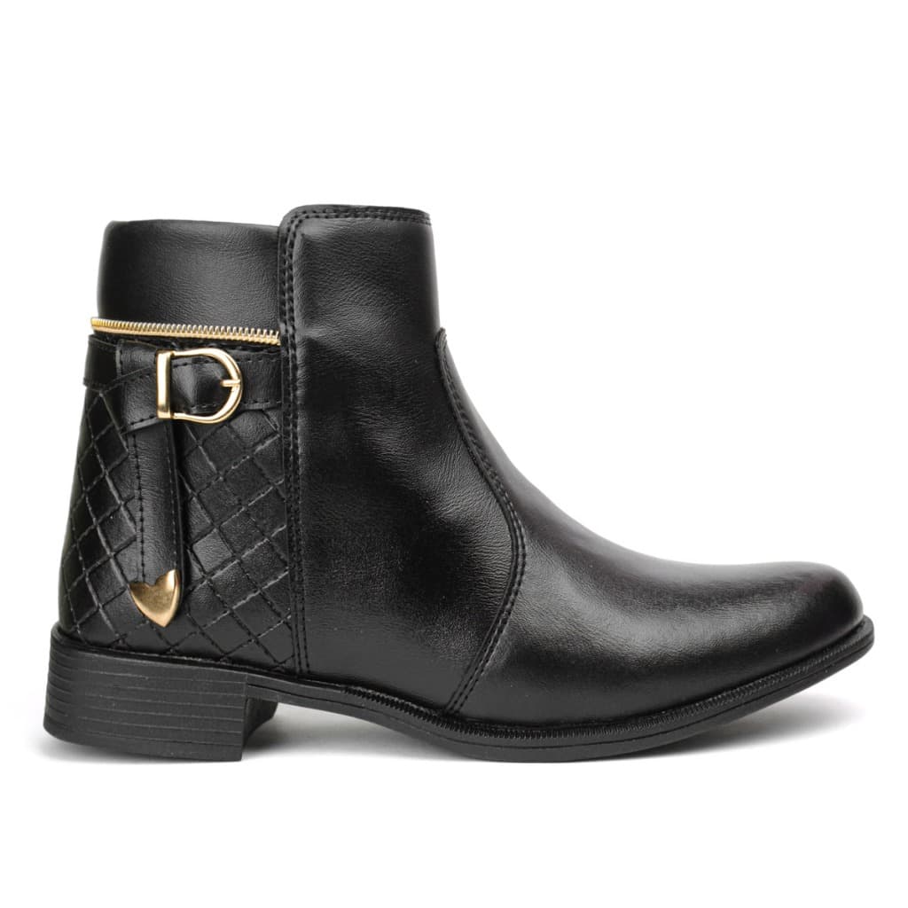 Bota Feminina Coturno Cano Médio Curto Botinha Zíper Lateral Confortável