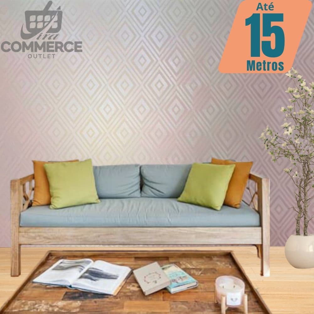 Papel de Parede Premium Bordado Rosê 3D Rolo 5m x 45cm Autocolante Sala Quarto