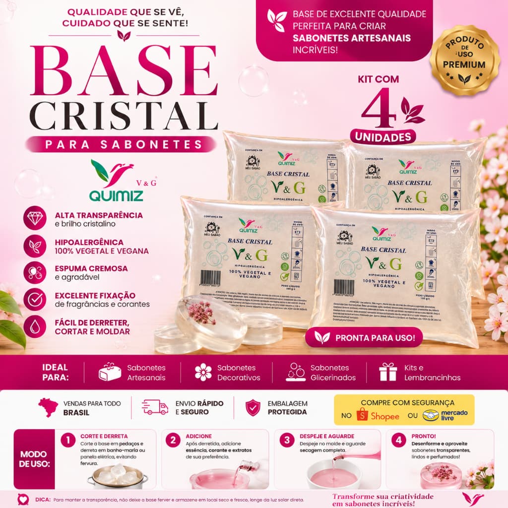 KIT 4 UNIDADES - BASE CRISTAL V&G - 500g