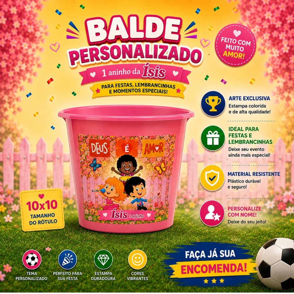 Kit 40 Rótulo Adesivo Personalizado para Balde|Copo Long Drik,  Infantil  Aniversário, Lembrancinha Três  palavrinhas