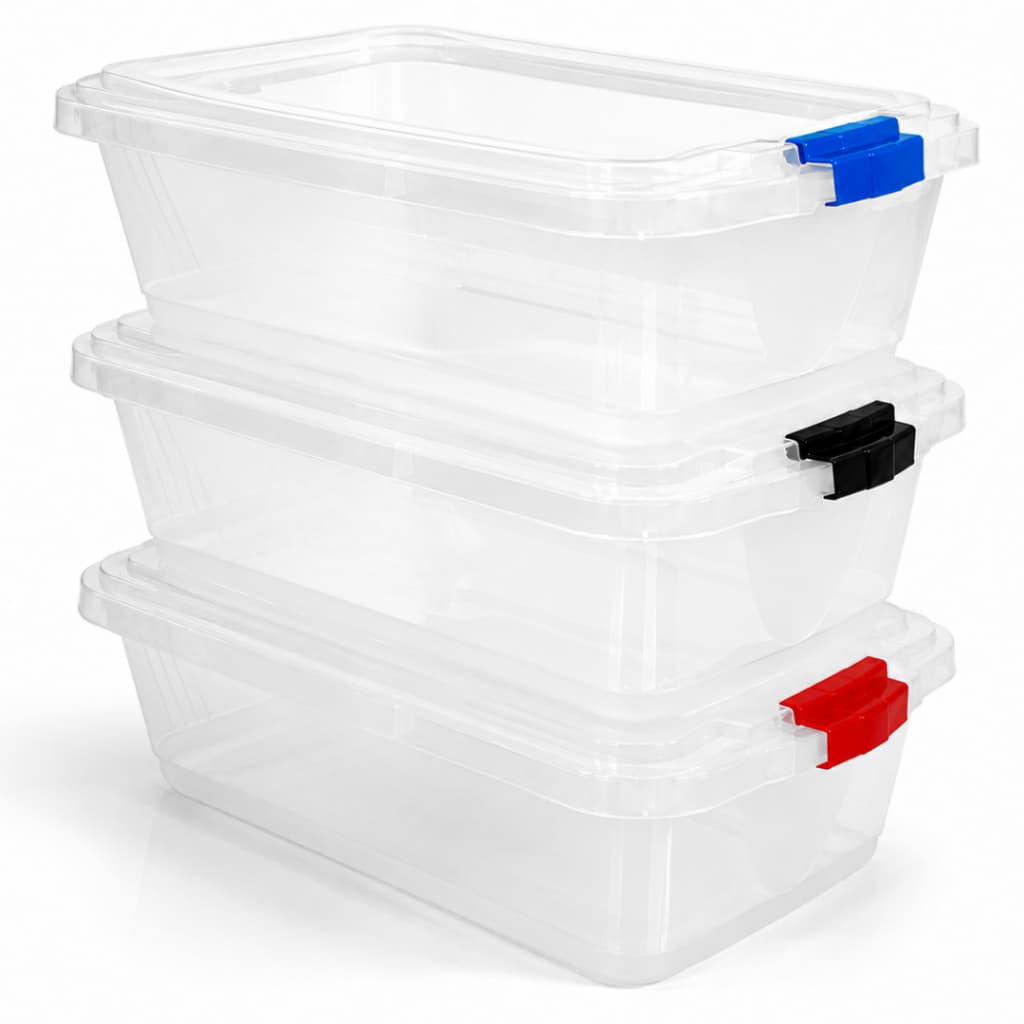 Kit 6 Caixas Organizadoras 6 L Plastico Armario Casa Lavanderia Alimento Bpa Tampa c/ Trava