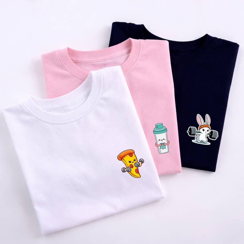 Kit 3 Camisetas T-Shirt Feminina Academia 100% Algodão Oversized Treino