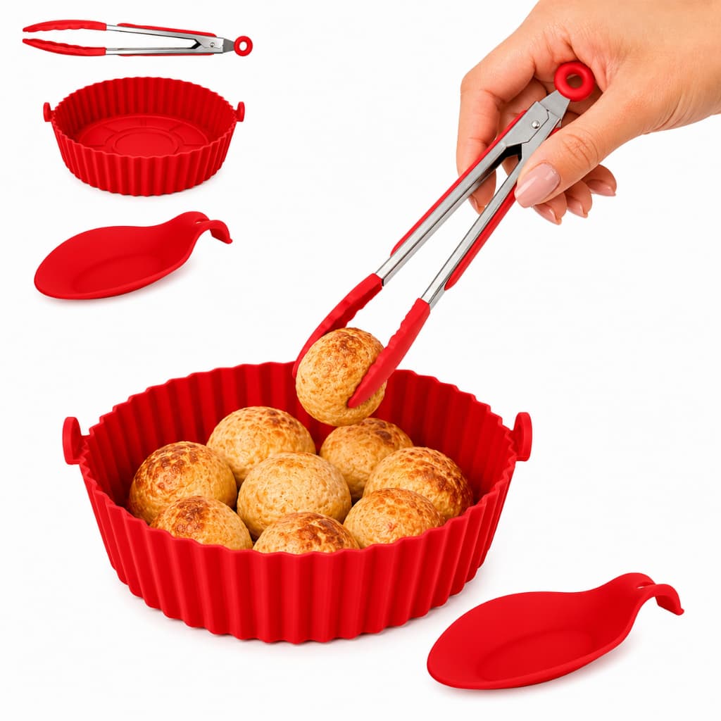 Kit 1/3 pçs Utensílios de Silicone Cozinha Forma de Air Fyer Pegador Pinça e Descanso de Talher