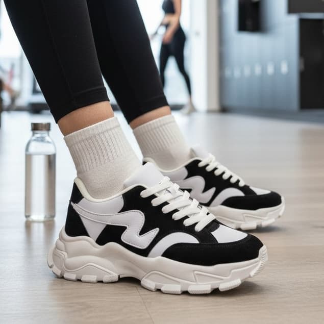Calçado Tenis Feminino Lyron Chunky Sola Plataforma Tratorado Luar