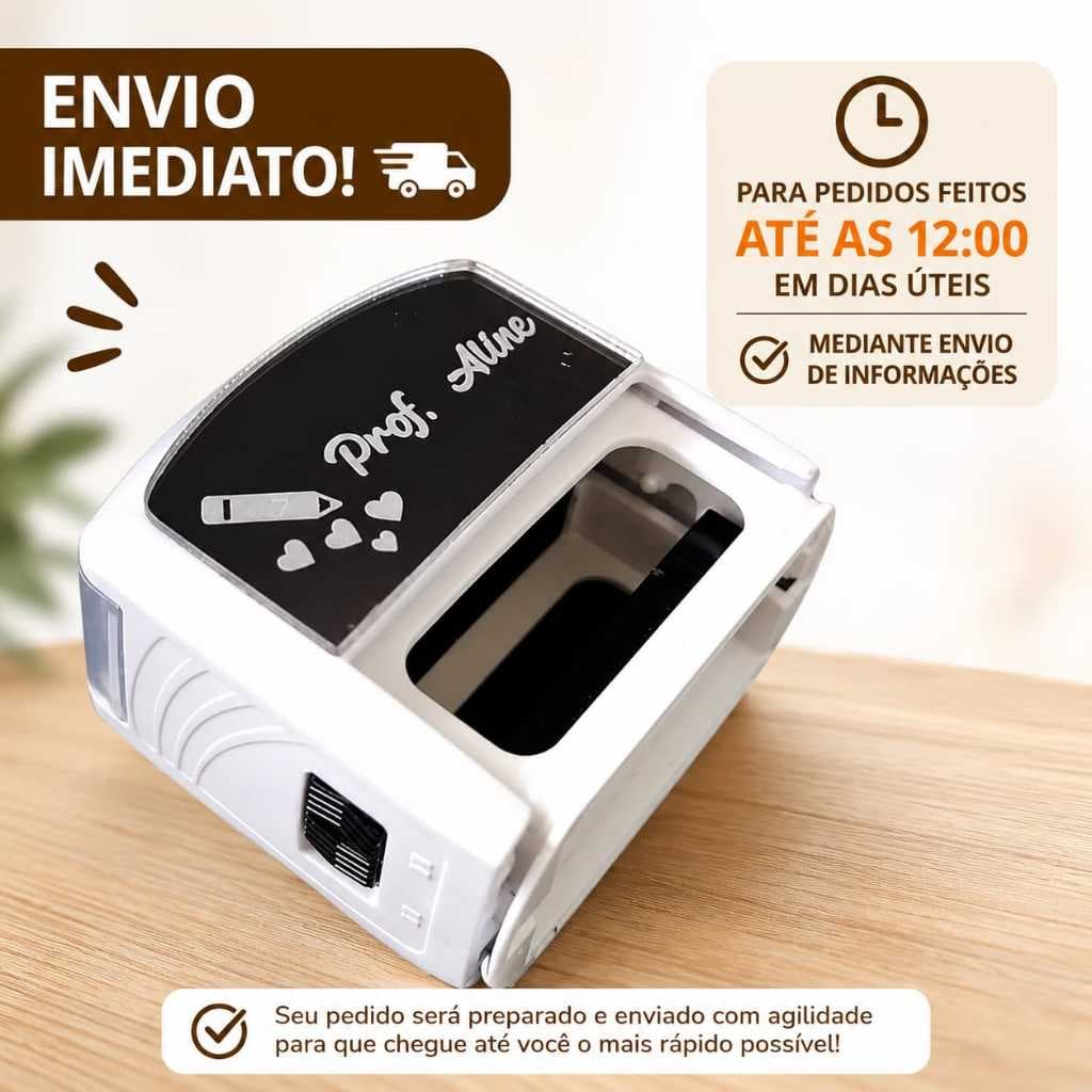 Carimbo de assinatura, professor, médico, enfermagem, personalizado com plaquinha de acrílico espelhado