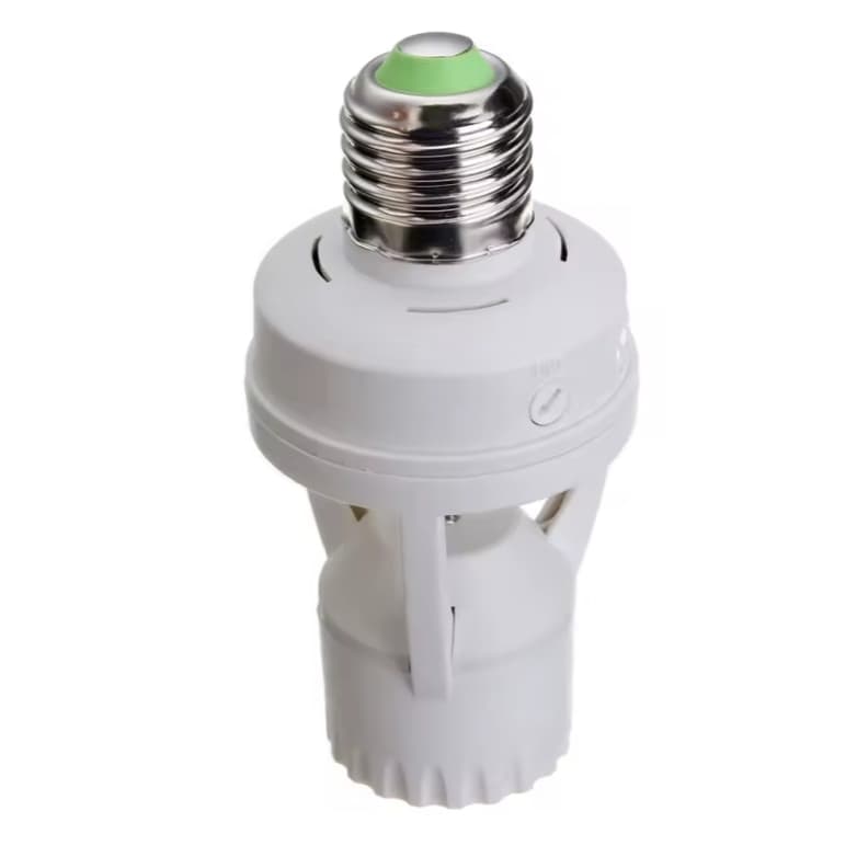 Sensor de Presença com Fotocélula Soquete E27 360° Bivolt Automático Timer Lâmpada LED