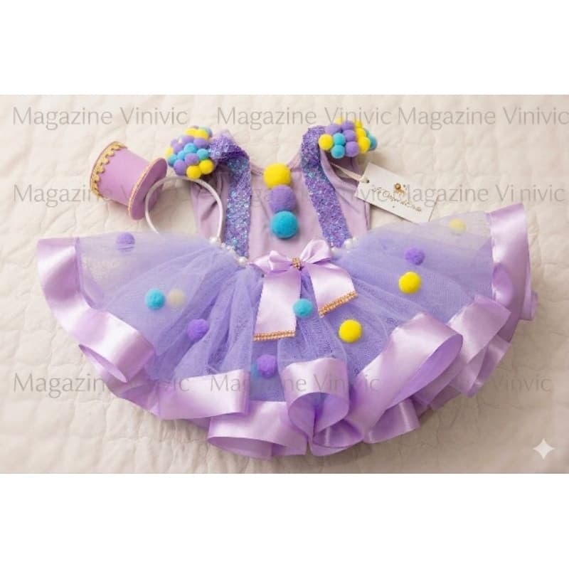 Fantasia Circo Infantil Menina Luxo Vestido Palhacinha Tutu + Tiara Cartola