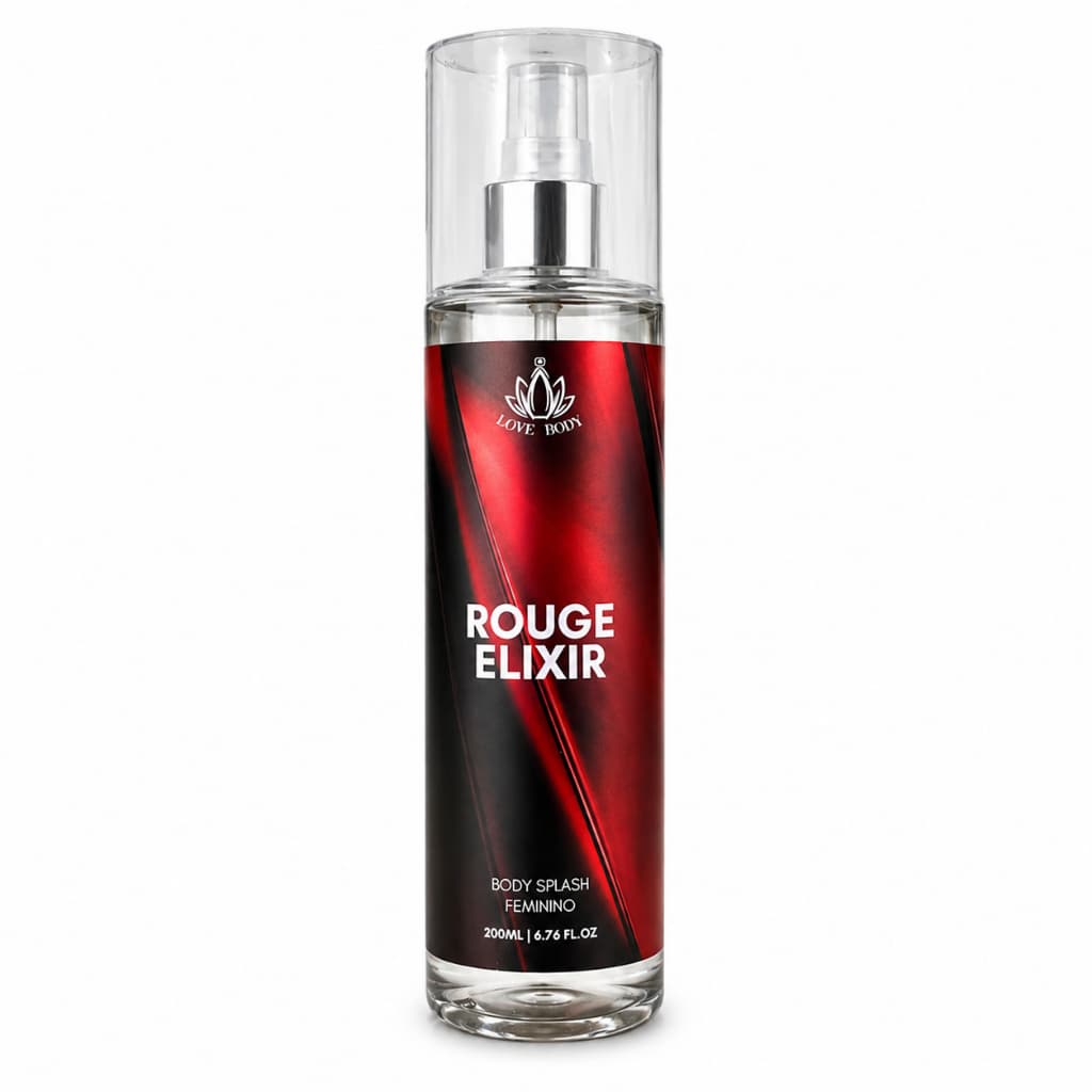 Body Splash Feminino Rouge Elixir Unissex Amo Aroma 200ml Floral Ambar Longa Duração e Alta Fixação
