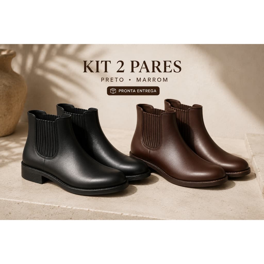 KIT 2 Pares Bota De Borracha Feminina Hospital Enfermagem Confort