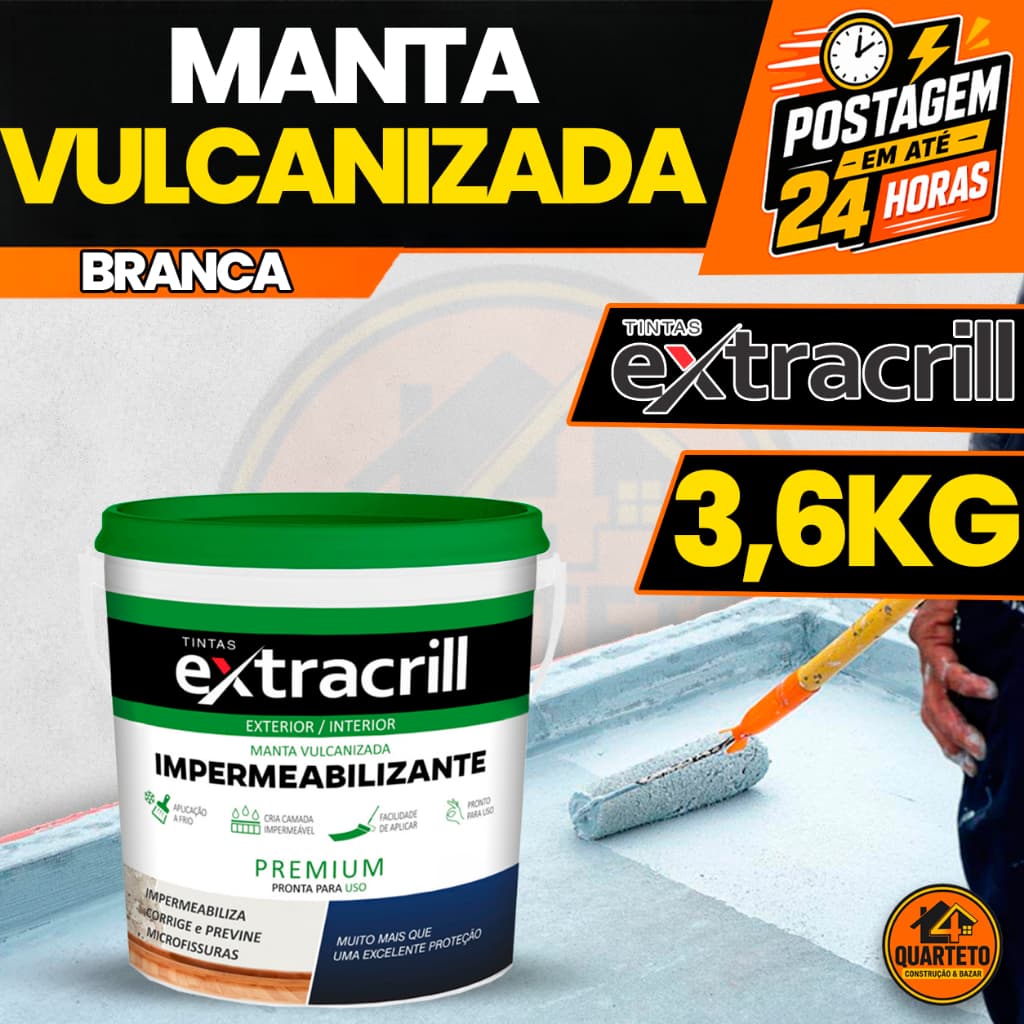 Impermeabilizante Branco 3,6kg Extracrill Manta Líquida Telhado
