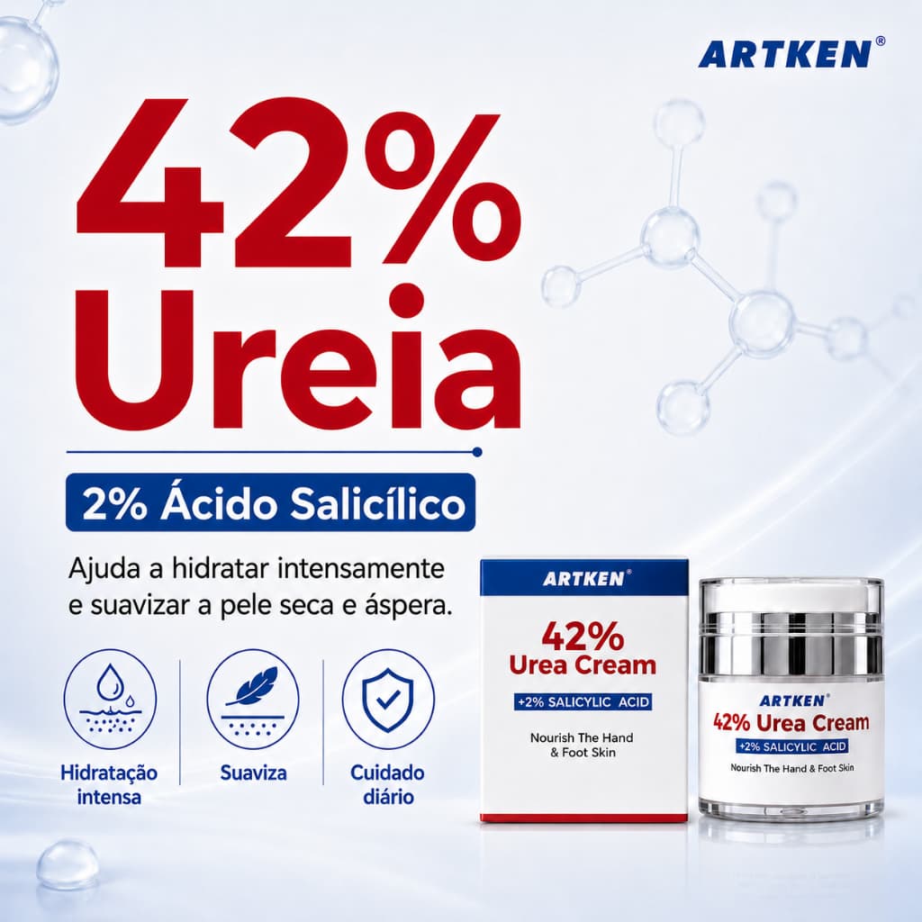 Creme Ureia 42% Ácido Salicílico 2% OUKEYA Pés Mãos Calcanhares Pele Seca Áspera Hidratação Profunda